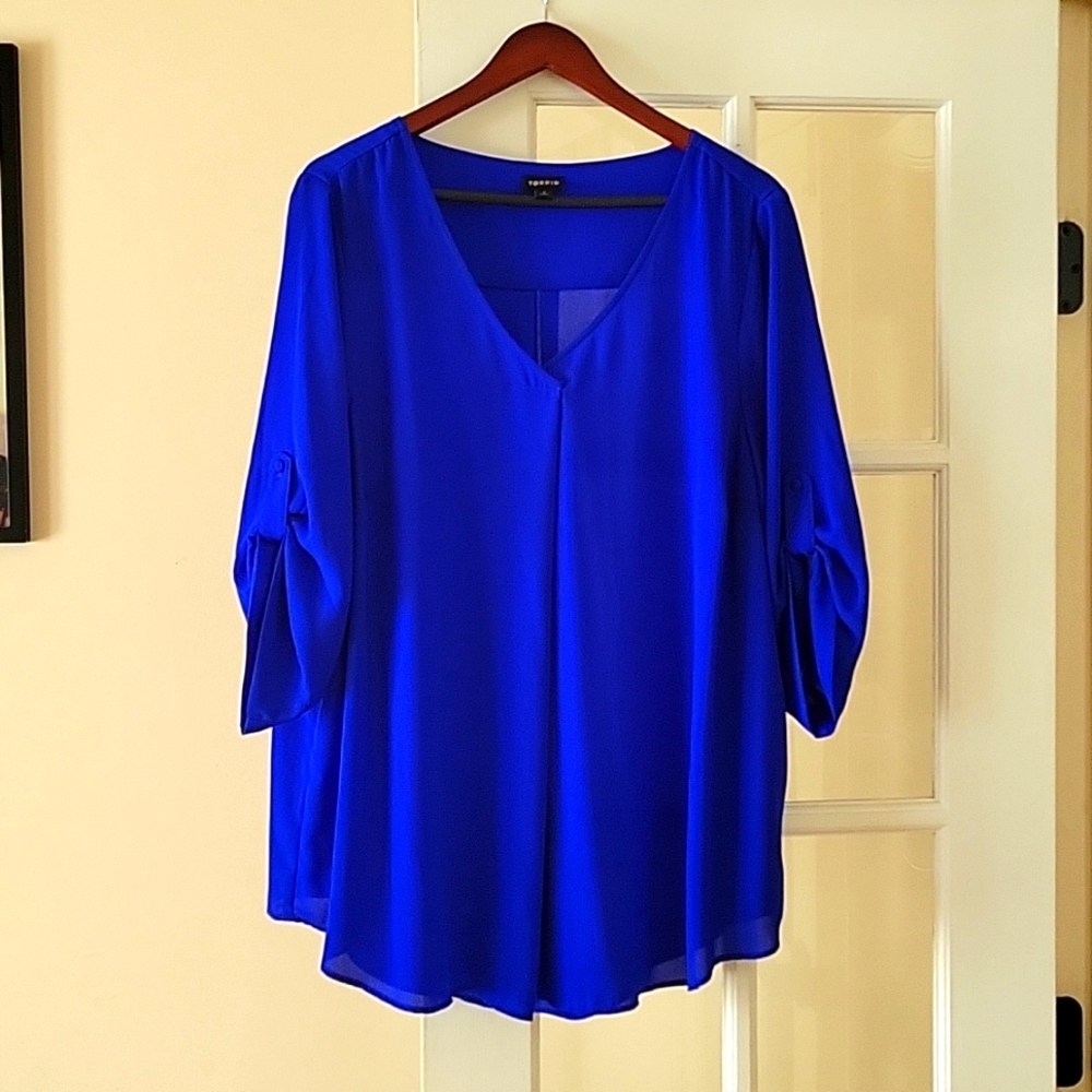 Torrid Royal Blue 3/4 Length Sleeve Top Blouse Sz 2